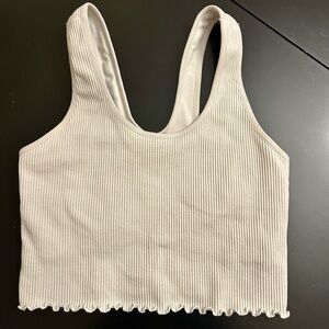 Spiritual Gangster Cream Ribbed Crop Top